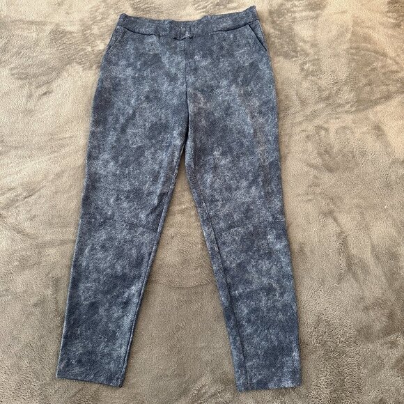 Clara Sun Woo "Liquid Leather" Textured Skinny Pocket Pant Denim Print LARGE - Picture 1 of 8